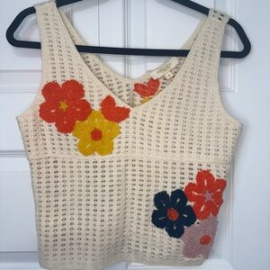 Floral Knit Tank Top with flowers